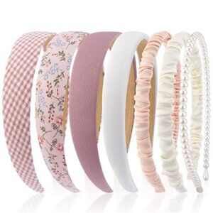 Pink Headbands Set 7 Pack Non Slip Hairbands Cute Trendy Women Girls